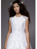 Cap Sleeves Lace Tulle Tea Length Flower Girl Dress
